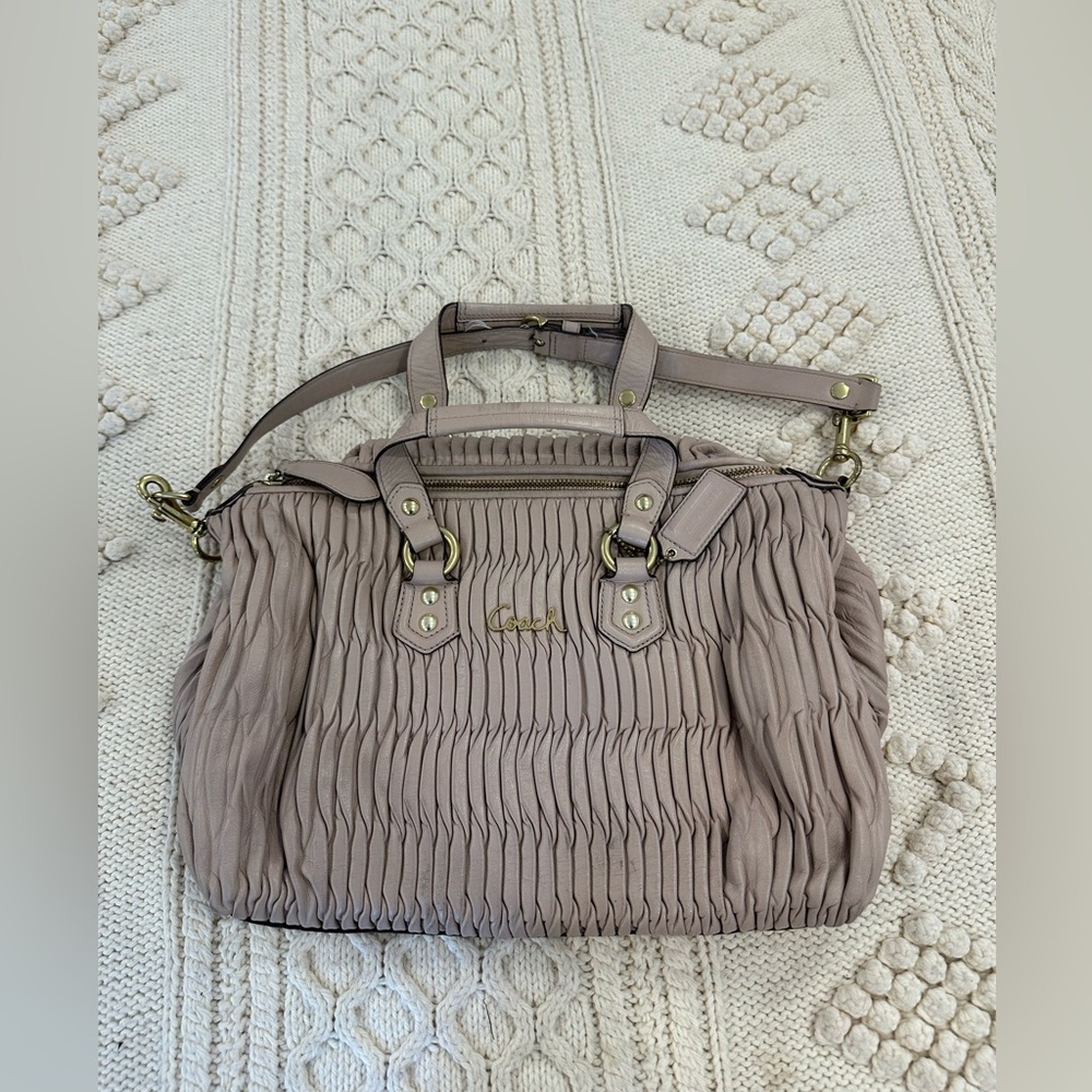 Pink ruched vintage COACH bag